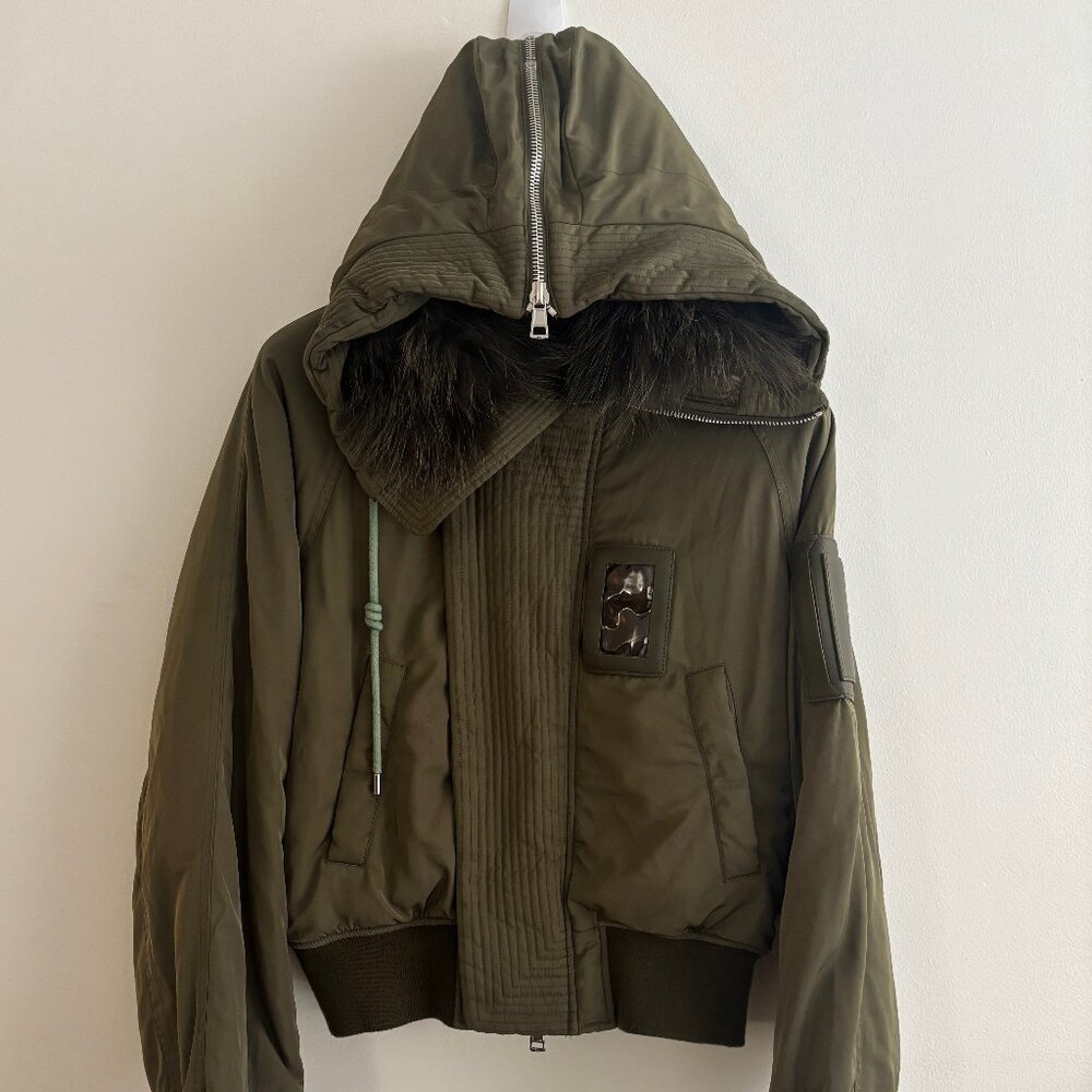 $4000 Juun.J Olive Green N2-B Flight Bomber Jacket Fur Hood - Medium - Large - Picture 4 of 15
